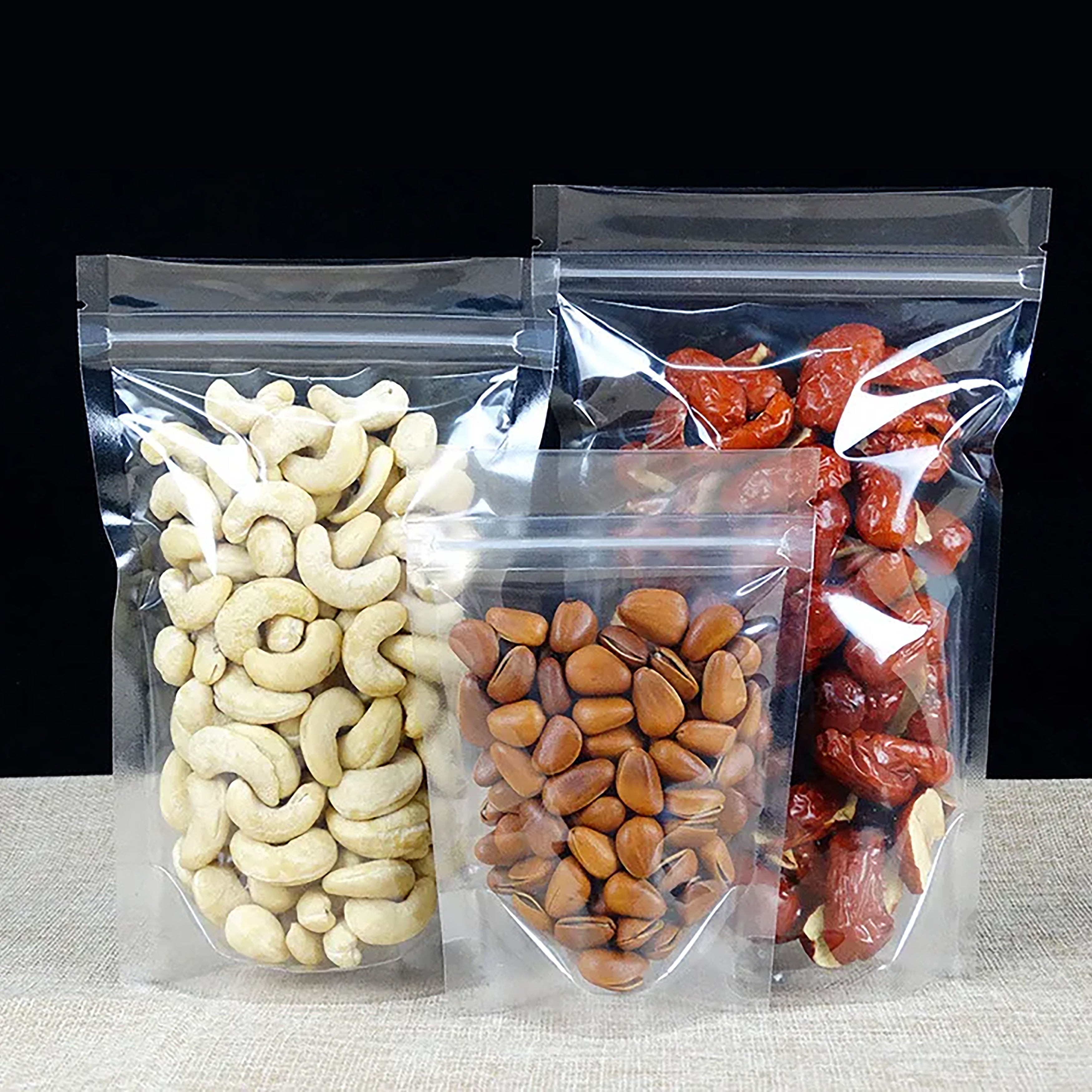 All Clear Stand Up Pouches with Zipper - Food-Safe Zipper Bags