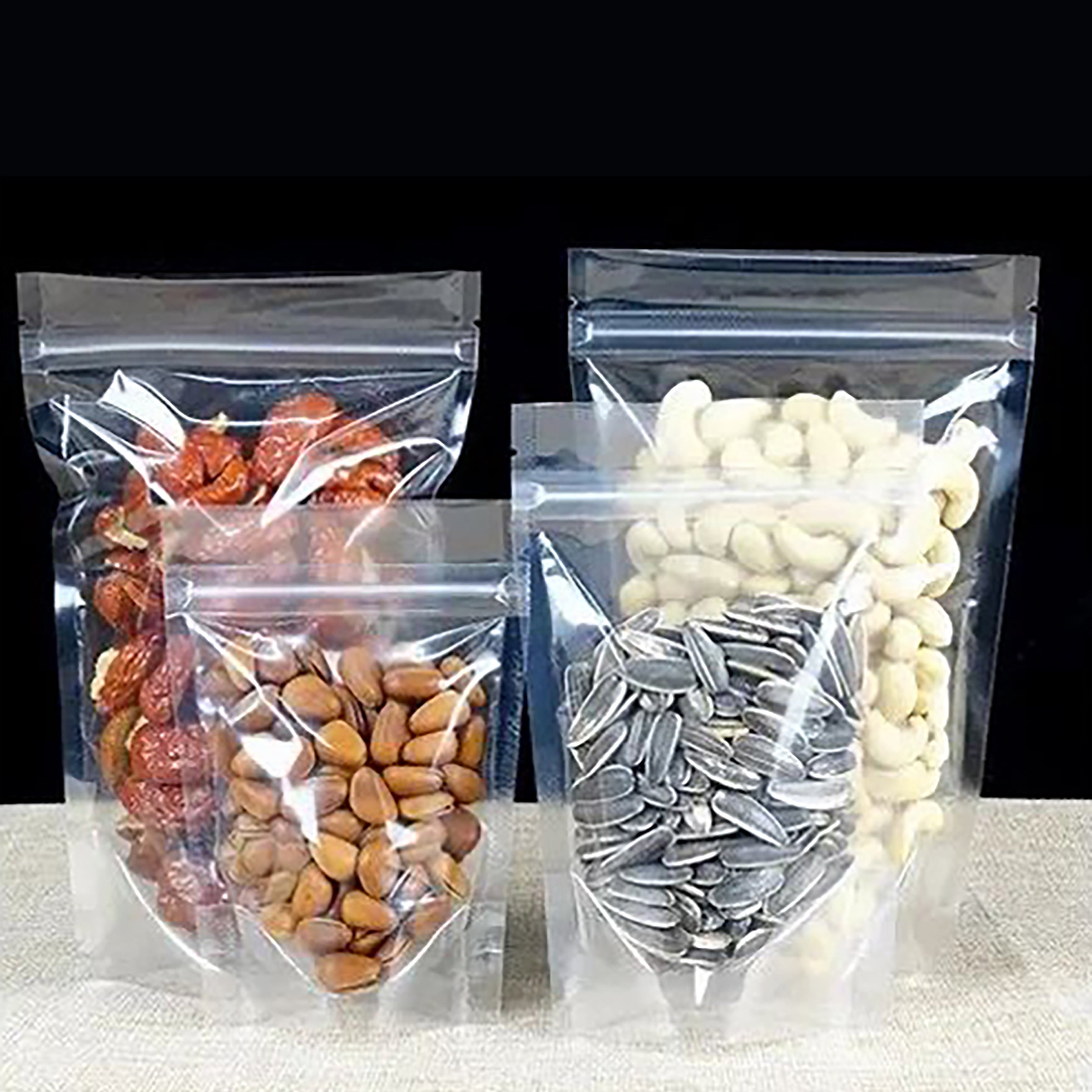 All Clear Stand Up Pouches with Zipper - Food-Safe Zipper Bags