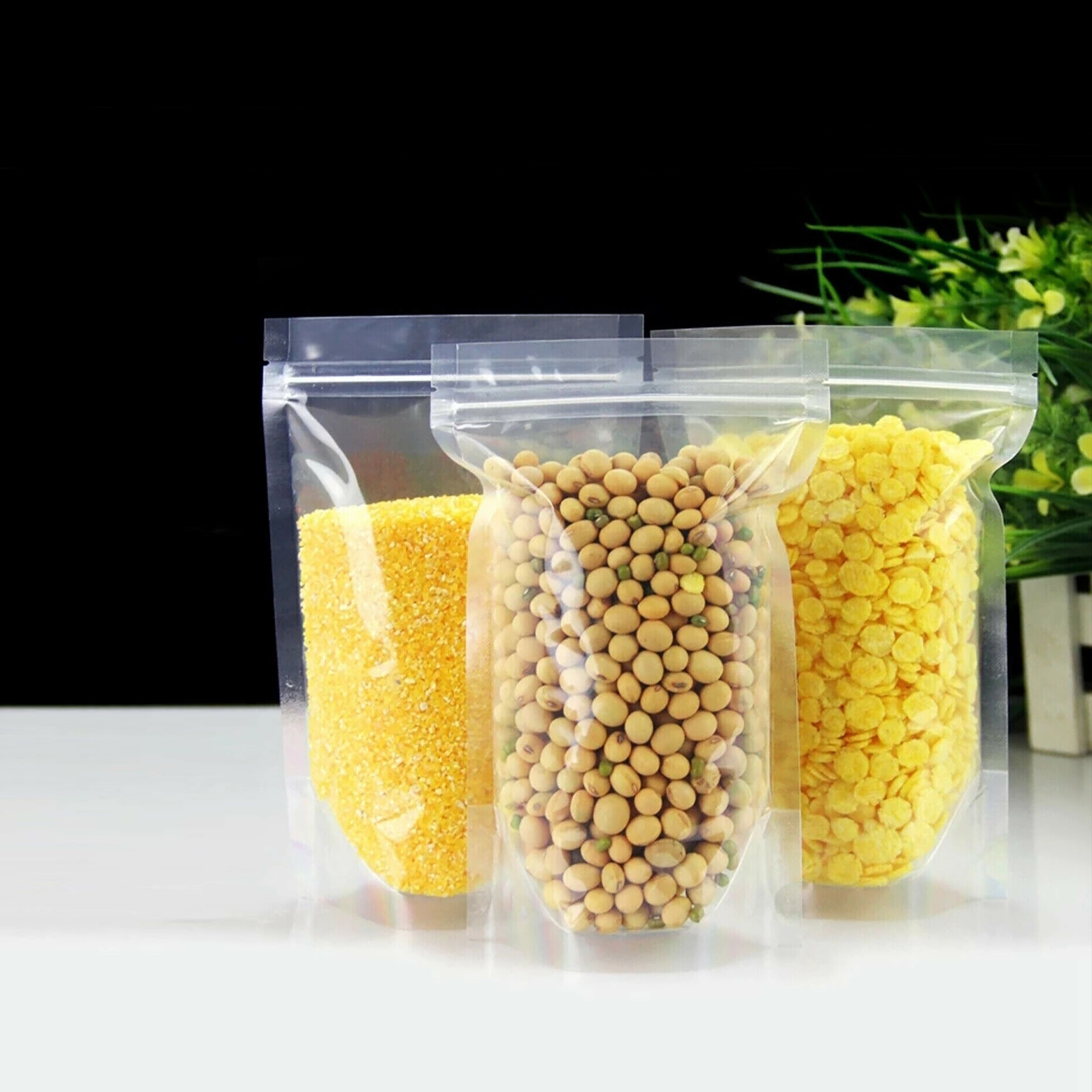 All Clear Stand Up Pouches with Zipper - Food-Safe Zipper Bags