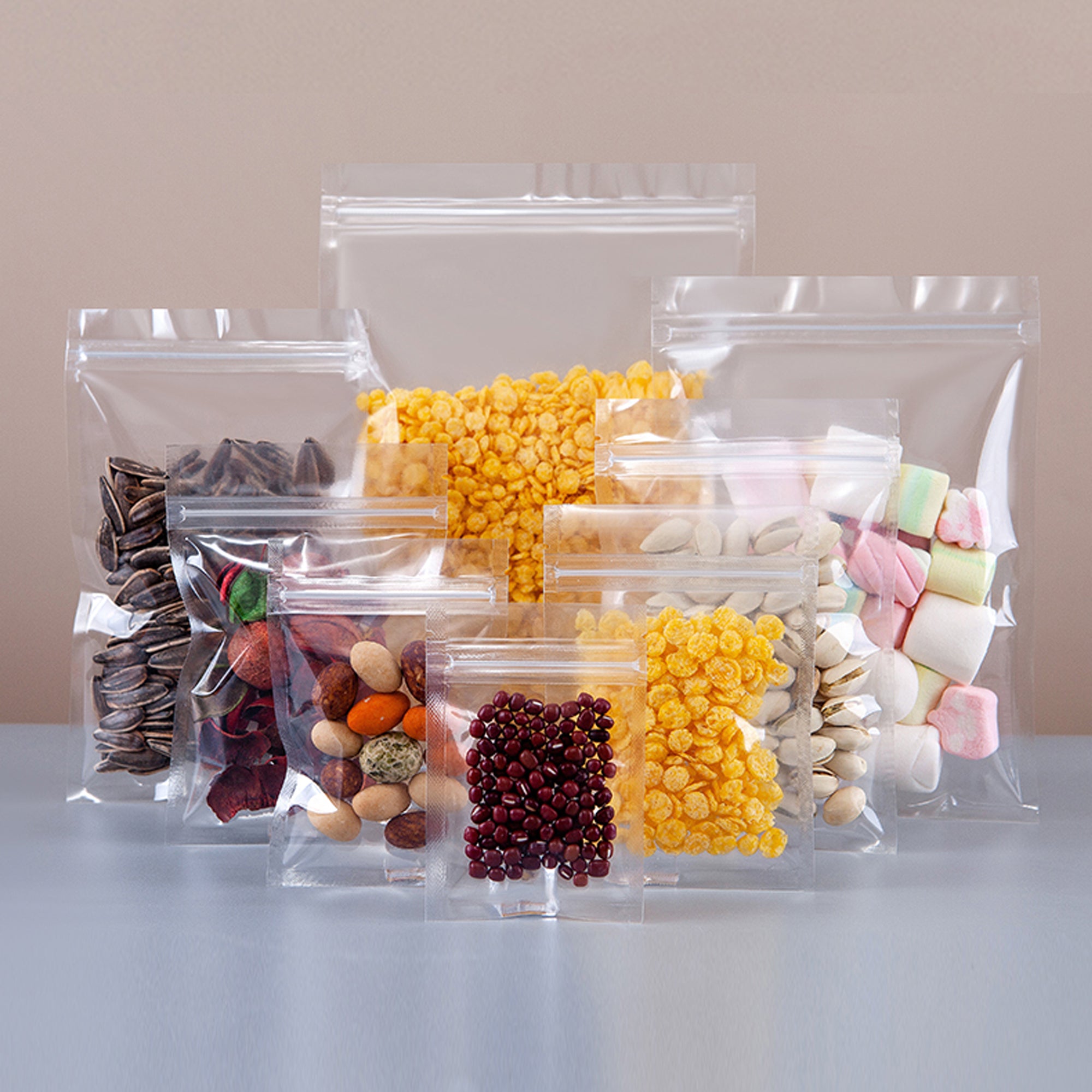 All Clear 3 Side Seal Pouches, Flat Pouch Bags, Various Sizes, with Zipper (1000pcs)