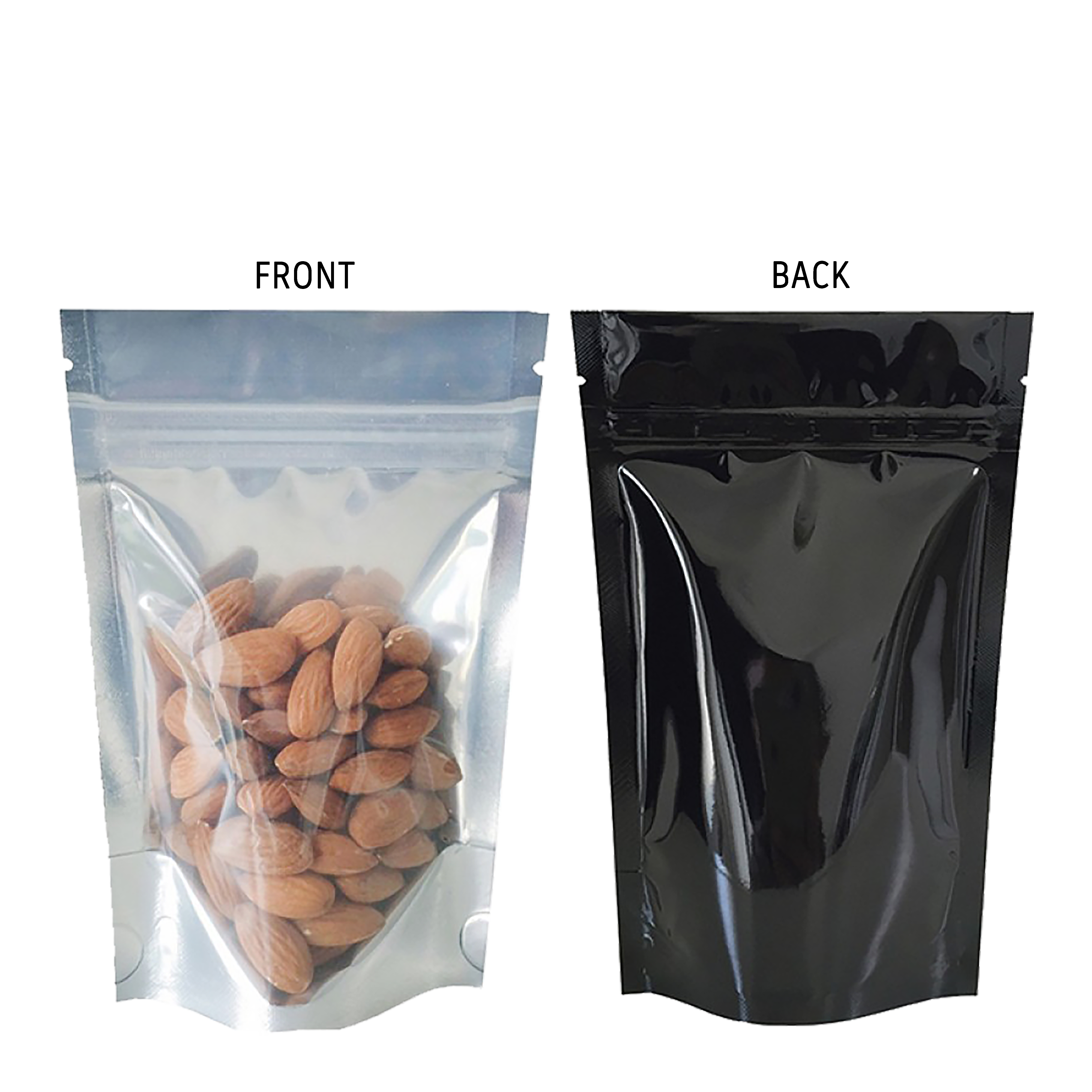 Clear/Black Foil Lined Stand Up Pouches with Zipper - Premium Packaging