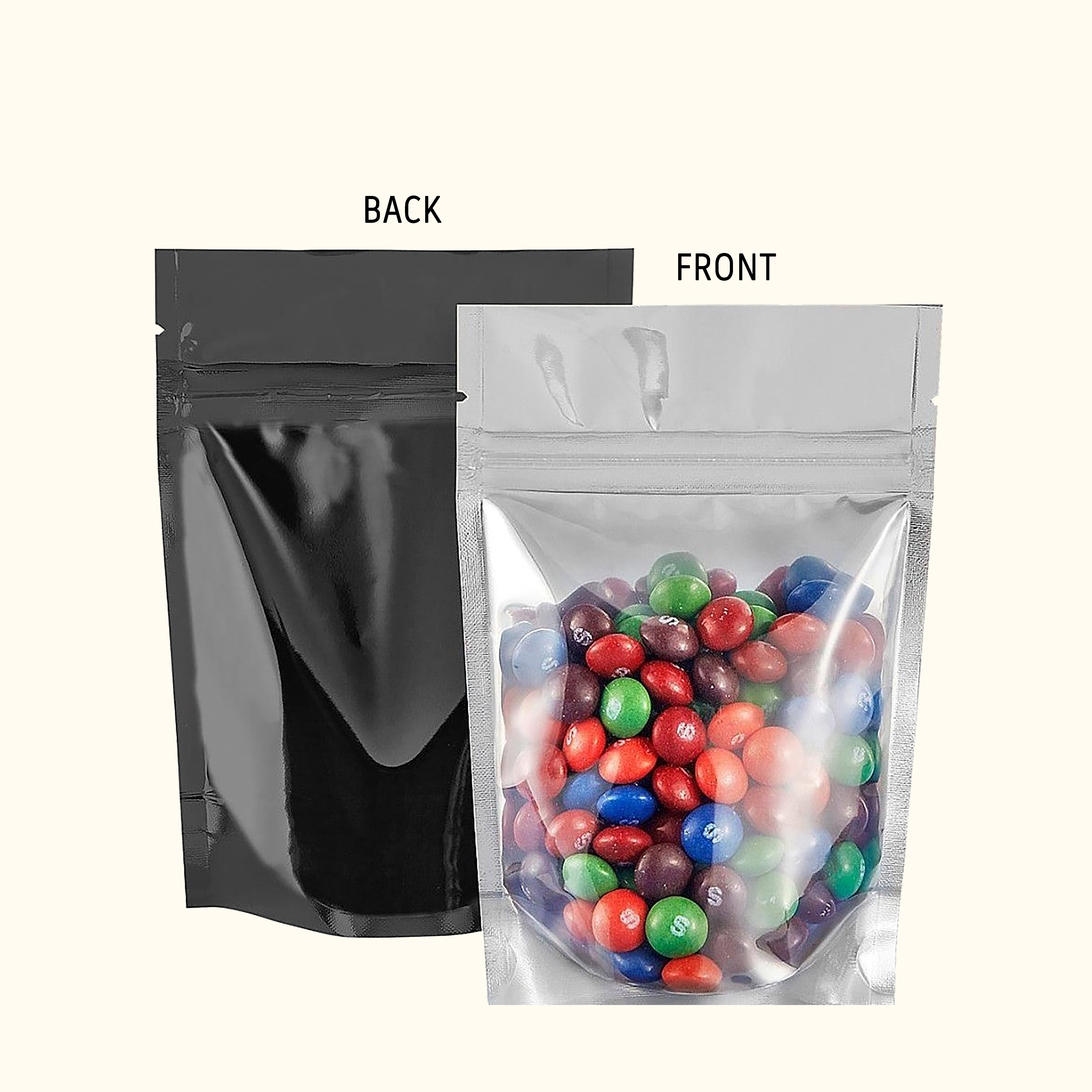 Clear/Black Foil Lined Stand Up Pouches with Zipper - Premium Packaging