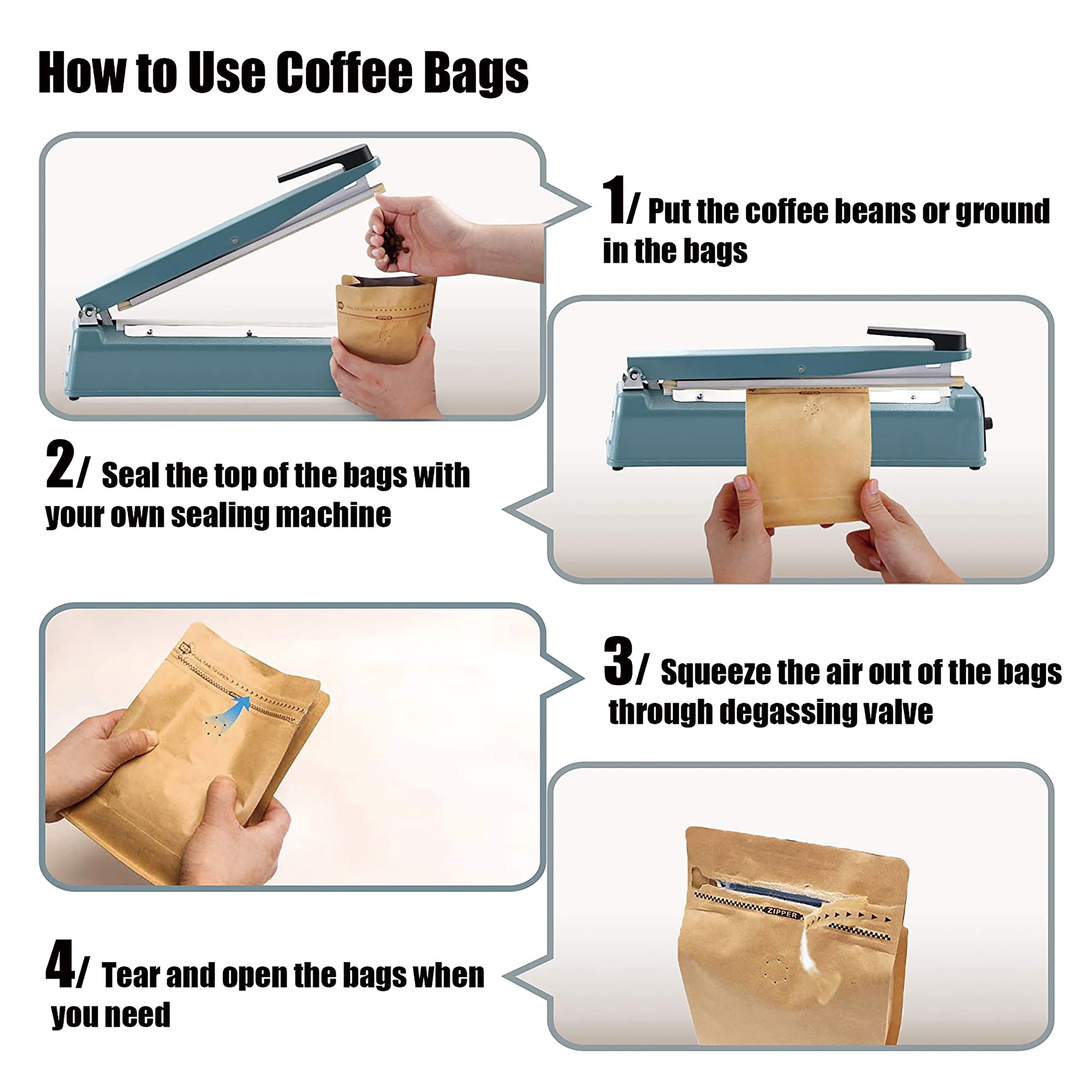1KG Kraft Coffee Box Bottom Bags with Valve, Pull-Tab Zipper, and Foil Lining - Airtight Packaging