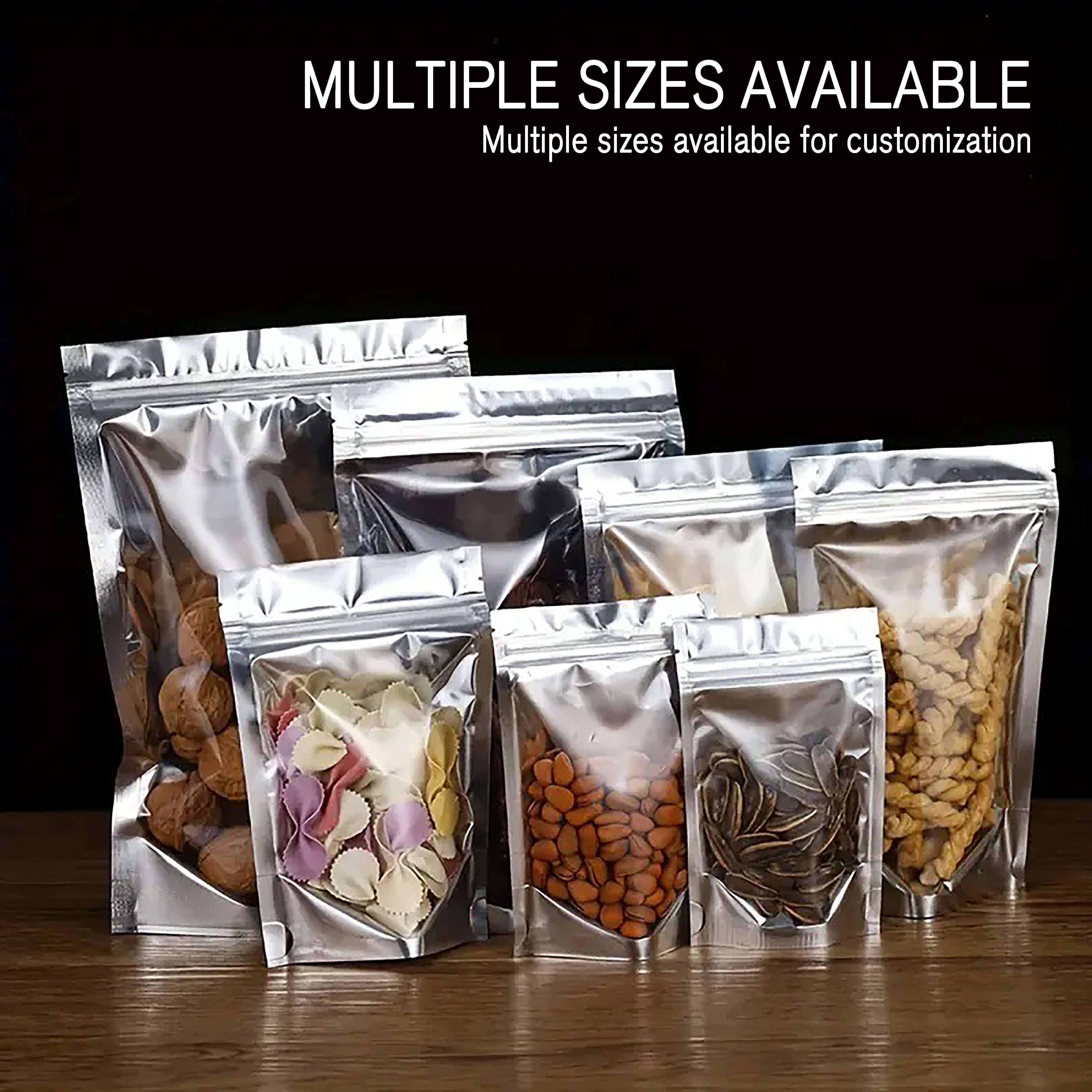 Clear/Silver Shiny Foil Lined Stand Up Pouches with Zipper